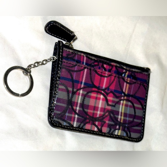 COACH POPPY TARTAN CARD & KEY HOLDER - Picture 6 of 7
